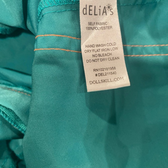 dELiA*s Green Maxi Skirt Removable zip layers size medium polyester belt loop - Picture 12 of 13